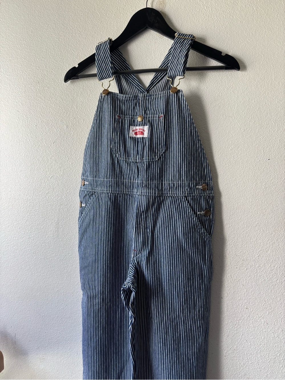 VTG Round House Hickory Stripe Bib Overalls Dungarees Kid Size 12 Blue